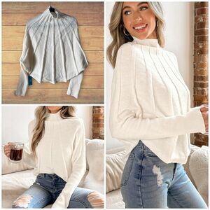 NEW Cupshe Ivory Gigot Cream Turtleneck Sweater